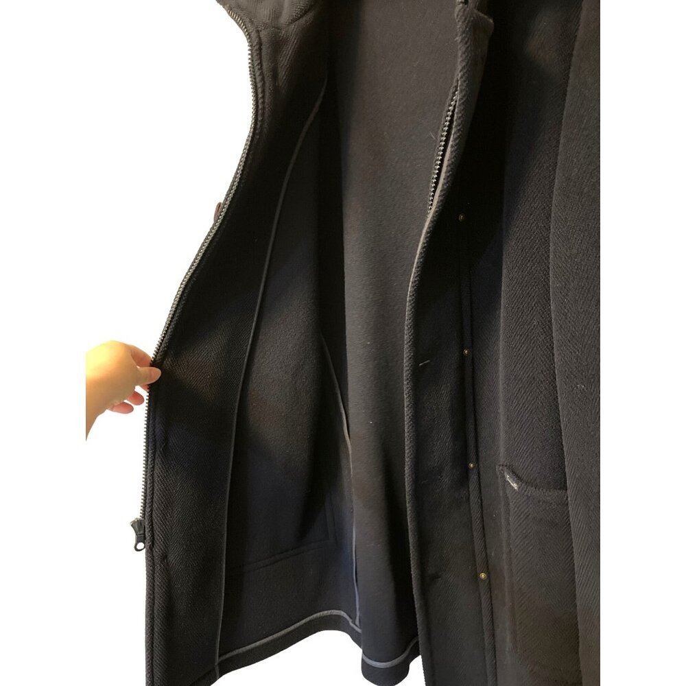 Luxurious Faconnable Black Wool Peacoat Size L Winter Essential Designer Mens Ou - Picture 6 of 7